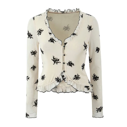 Buttoned Floral Sweater