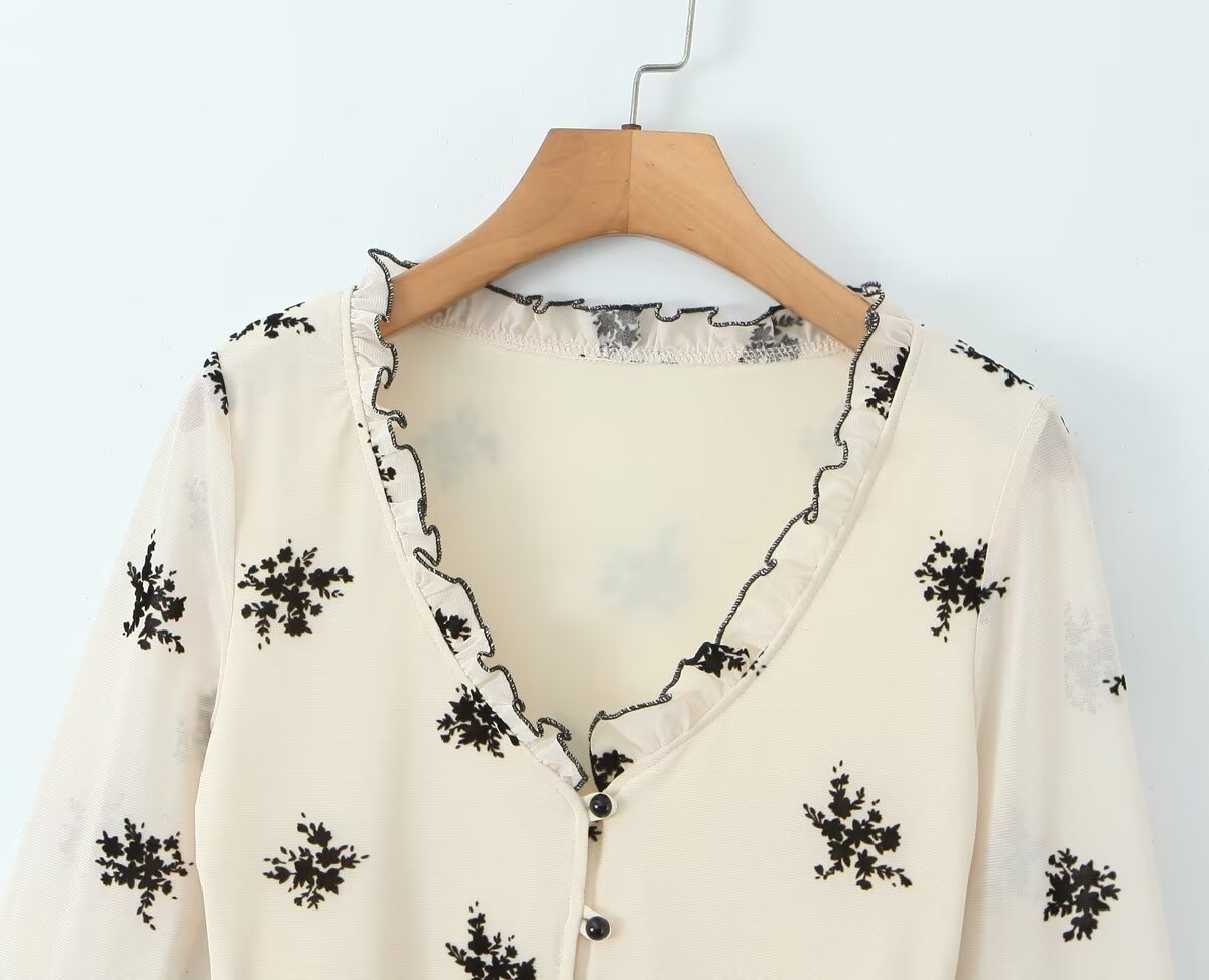 Buttoned Floral Sweater