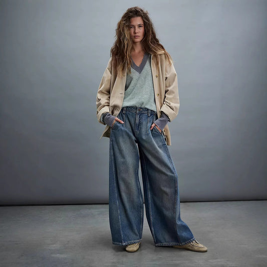 Wide Leg Denim Relaxed Jeans