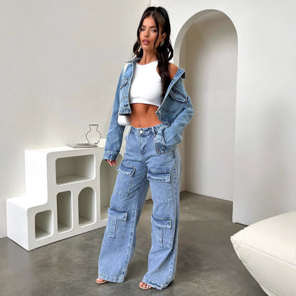 Denim Cargo Pants