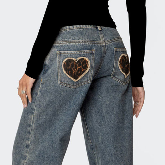 Leopard Patched Jeans