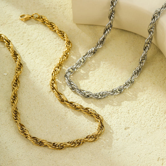 Stainless Steel Twist Clavicle Chain Necklace