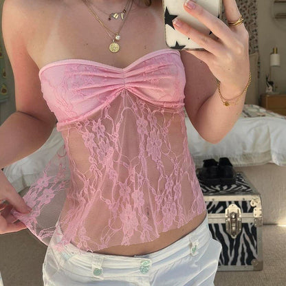 Sheer Lace Tube Top